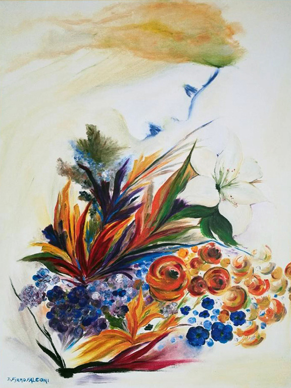 Floral Explosion 36x48 in with Blonde Face  30x40